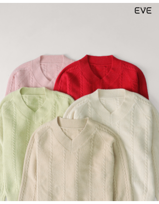 V-Neck Cable Knit Sweater: Cozy & Colorful
