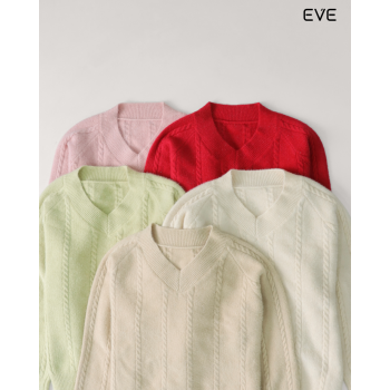 V-Neck Cable Knit Sweater: Cozy & Colorful