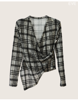 Draped Plaid Top: Modern & Edgy