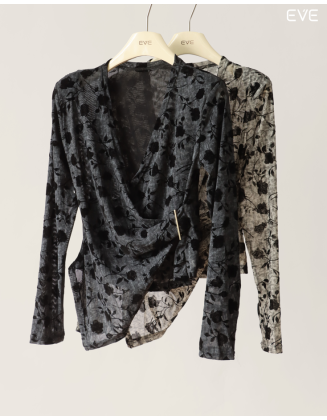 Draped Velvet Floral Top: A Bold Statement