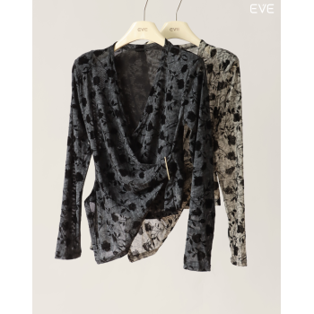 Draped Velvet Floral Top: A Bold Statement