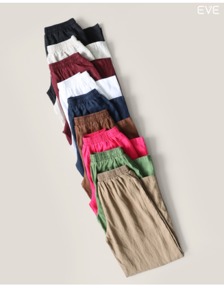 Drawstring Trousers: Linen blend fabric