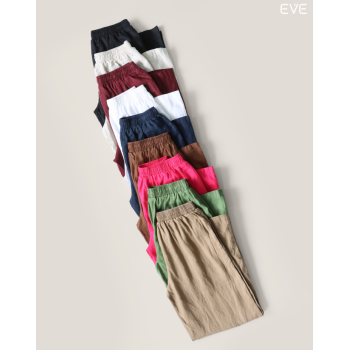 Drawstring Trousers: Linen blend fabric
