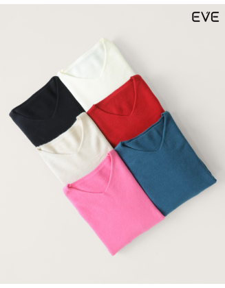 Vibrance Meets Comfort: The EVE Essential V-Neck Knit Sweater