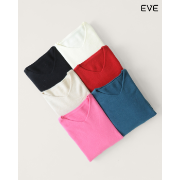 Vibrance Meets Comfort: The EVE Essential V-Neck Knit Sweater