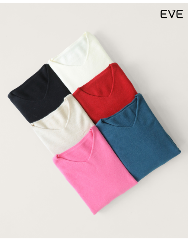Vibrance Meets Comfort: The EVE Essential V-Neck Knit Sweater
