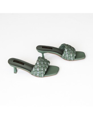 Weave heeled Mules