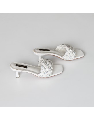 Weave heeled Mules