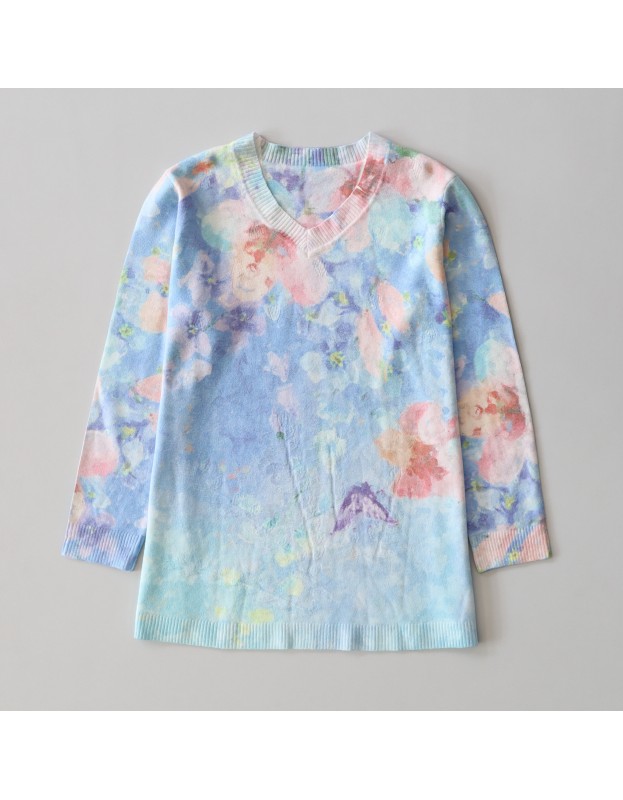 V-neck Floral Sweater 