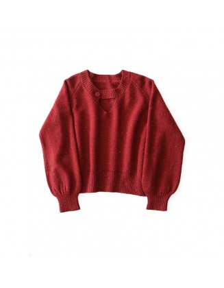 V-Neck Button Sweater